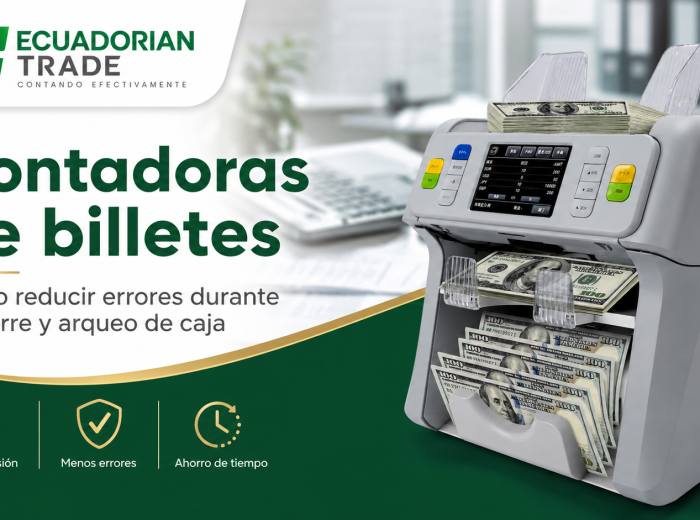 Descubre cómo las contadoras de billetes reducen errores, agilizan el cierre y mejoran el arqueo de caja en comercios y empresas de Ecuador.